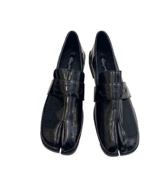 

slippers flat tabi ninja moccasin single shoe loafer 220622 round split toe shallow slip on slingback mule leather soft slipper 205725186, Black