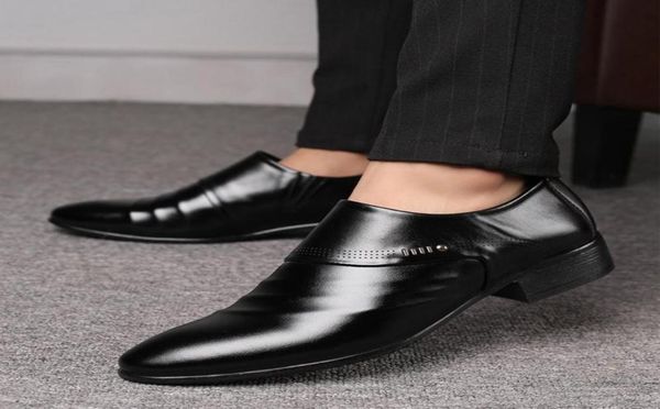 

2020 men classic leather shoe slip on office formal flats wedding party mens dressing shoes male formal work shoes7289866, Black
