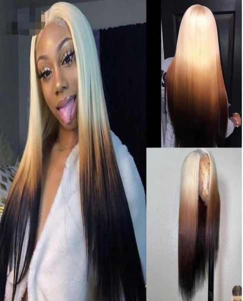 

ishow brazilian 131 t part 13x4 transparent lace front wig straight yellow green human hair wigs brown light blue purple ombre co2085363, Black;brown