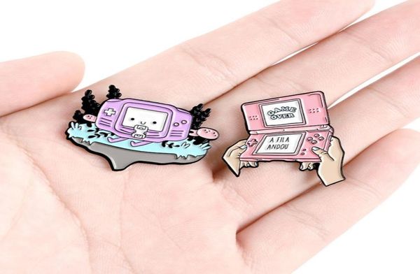

game machine pin cute pink purple video game lovers brooches handheld game console badge soft enamel pins gift for kid6294225, Gray