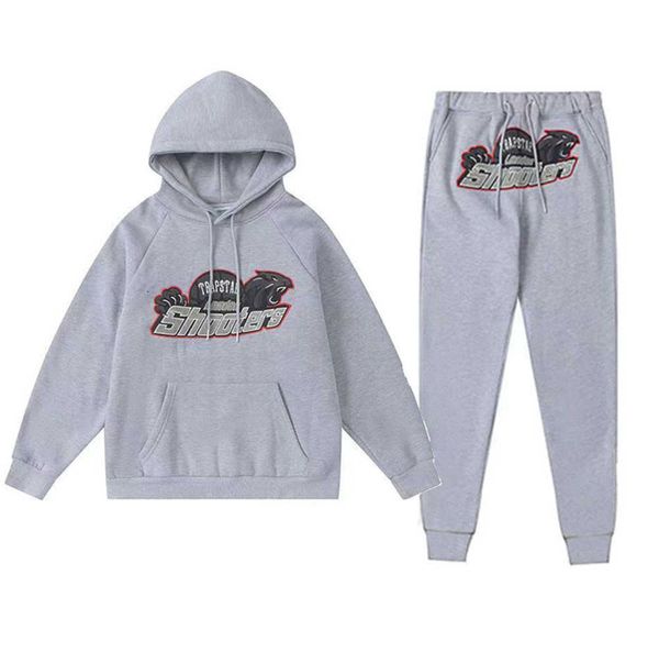 

men's fall trapstar track suit archer embroidered men's hoodie set oversized brand tracksuit pants set23ess, Gray
