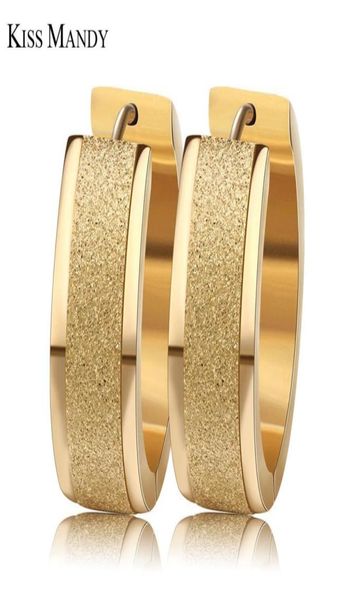 

whole kiss mandy 3 layers gold color silver color round hoop earrings with 7mm frosting surface width women earrings aretes f6235520, Golden;silver
