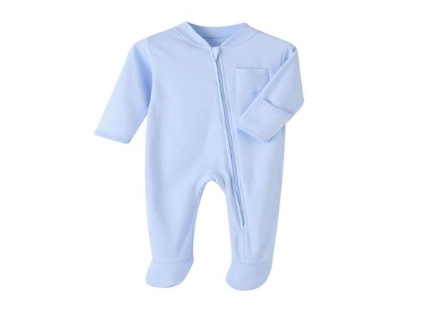 

in stock ins newborn baby boys and girl rompers designer kids wrap foot jumpsuits infant girls brand letter 100 cotton romper boy7450464, Blue