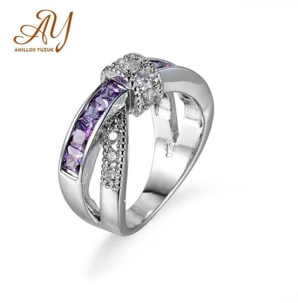 

anillos yuzuk jewelry pouple amethyst stone rings for women vintage 925 sterling silver engagement wedding jewelry1774241, Golden;silver