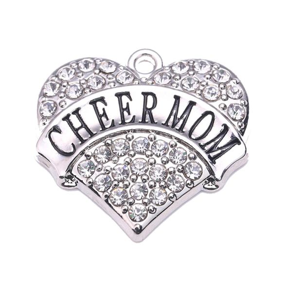 

multi color cheer mom new love heart letter crystal charm pendant for diy jewelry making accessories7299588, Silver
