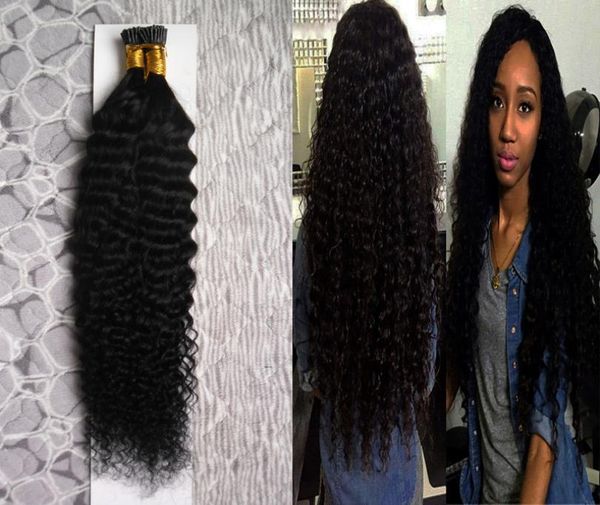 

natural color deep wave i tip hair extensions 100g 1gstrand i tip pre bonded fusion hair 1026quot keratin stick tip hair exten8880230, Black