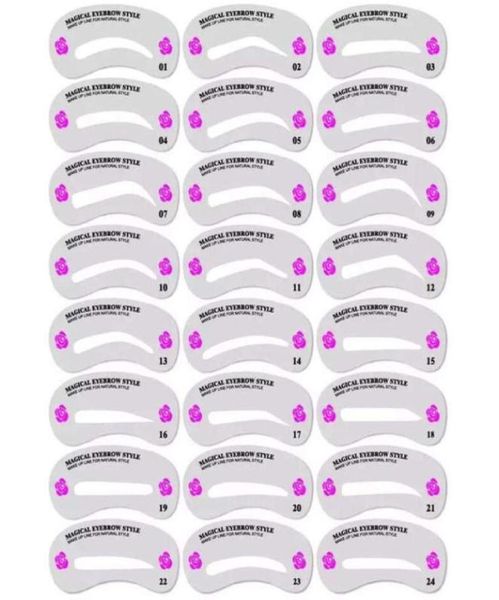 

24pcs 24 styles eyebrow shaping stencils grooming kit makeup shaper set template tool permanent makeup calipers tattoo schablone8545833