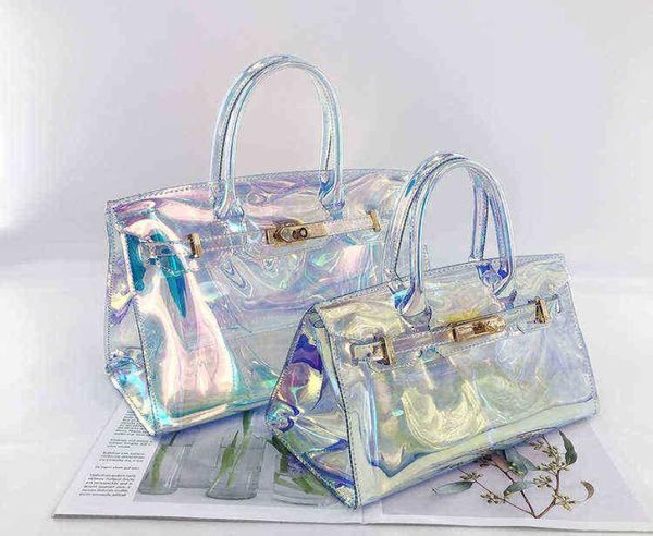 

street jelly transparent bag laser mirage beach bag pvc portable one shoulder straddle women039s bag 2205147202076