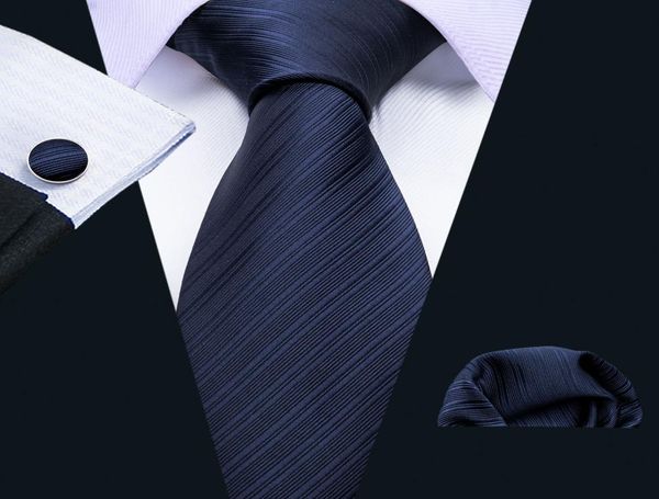 

fast necktie set navy blue silk jacquard ties for men handkerchief cuffs business wedding whole n50873300928, Black;blue