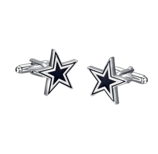 

yoursfs 6 pairsset blue fivepointed star cuff links fashion apparel 18k gold plated man anniversary christmas gift business clot4406426, Silver