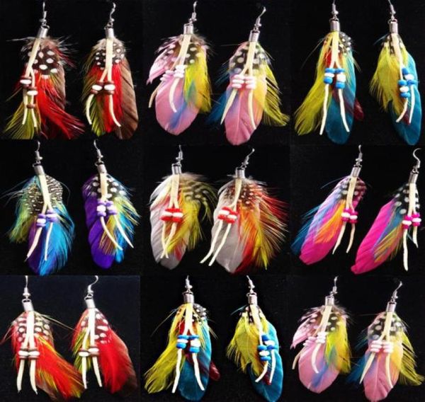 

party show jewelry 12pairs fashion mix color natural feather womens drop earrings whole jewelry lots a24446557296490112, Silver