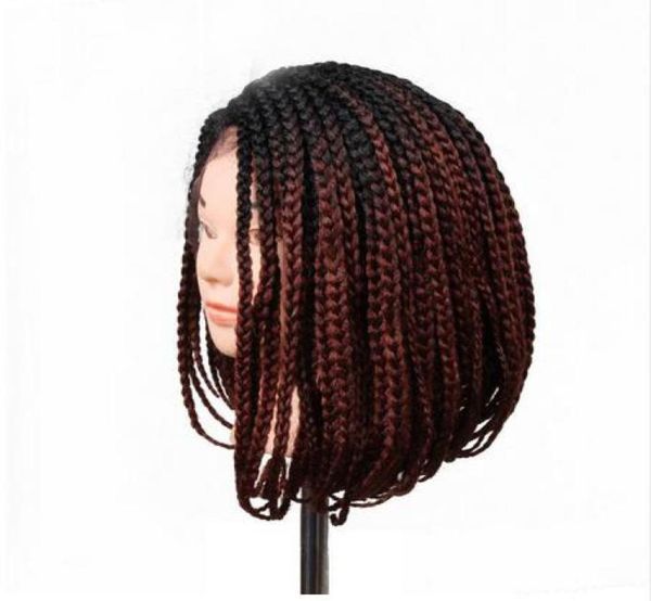 

14 inch box braid crochet wig synthetic lace front wig bob hairstyle braided lace wigs with bady hair for women usa4222253, Black