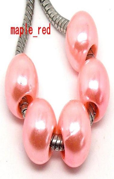 

100pcslot beautiful pink imitation pearl charms for jewelry making loose european big hole acrylic beads fit european bracelet lo4159446, Black