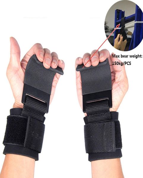 

1 pair fitness weight lifting hook gym fitness weightlifting training grips straps wrist support weights power dumbbell hook q01073642858, Black