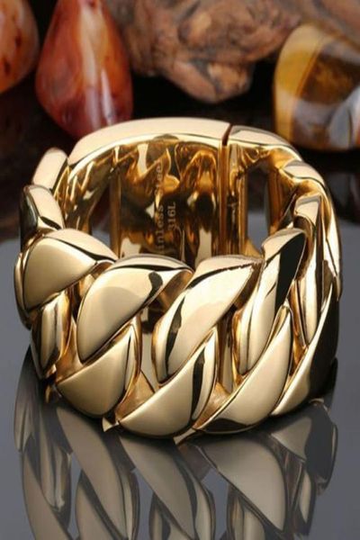 

30mm stainless steel mens oversize heavy curb cuban chain bracelets rapper exaggerated hip hop men bangle jewelry5700169, Black