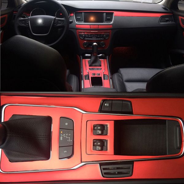 

car-styling 5d carbon fiber car interior center console color change molding sticker decals for peugeot 508 2011-2017