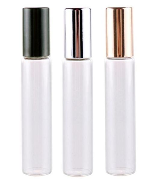 

whole 100pcs 10ml 1 3oz roll on glass bottle clear fragrances essential oil perfume bottle with metal roller ball lx16867034238