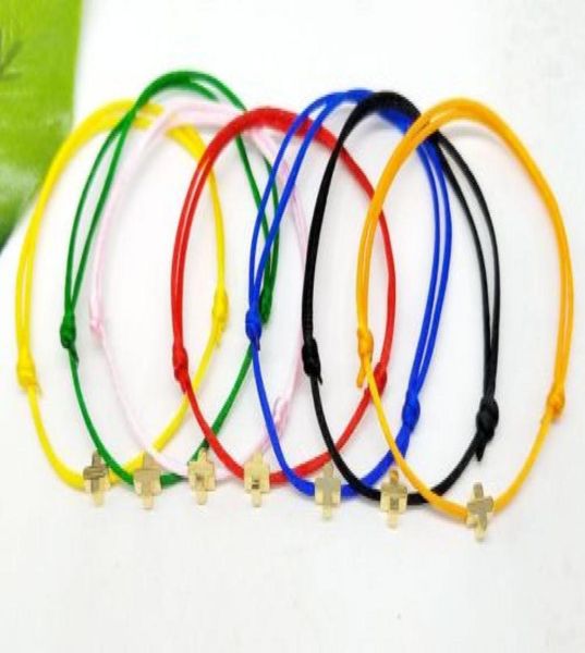 

50pcslot red string cross charms lucky red cord adjustable bracelets new gift diy5585765, Golden;silver