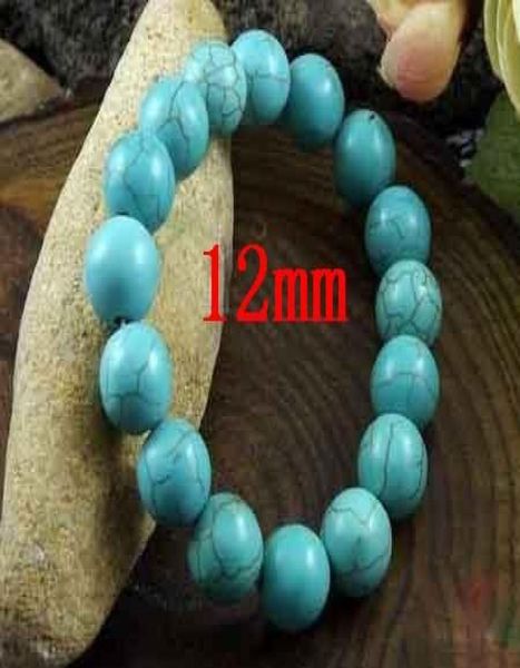 

15pcs fashion jewelry 12mm turquoise bead stretch bracelets tibetan charms bracelet1645668, Black