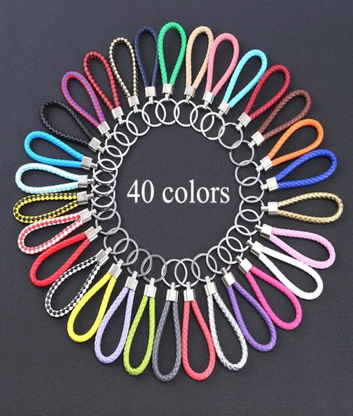 

pu leather braided woven rope keychain diy bag pendant key chain holder key car trinket keyring for men women gift jewelry4609841, Silver