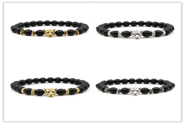 

8mm matted lava black stone beads leopard head bracelet essential oil diffuser women men fashion bracelet jewelry26321904578419