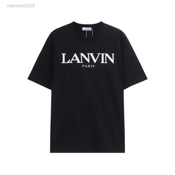 

high edition new lanvin shirt same short sleeve letter embroidered round neck t-shirt 8e1p, White;black