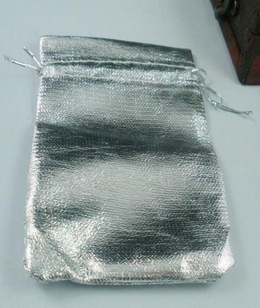

100pcs silver plated gauze jewelry gift pouch bags for wedding favors with drawstring 7x9cm8320632, Pink;blue