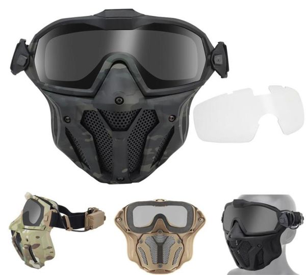 

outdoor airsoft shooting face protection gear tactical paintball mask with pc goggles fan no033173153029