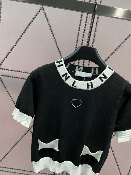 

women's sweaters designer luxury brand summer new fashion elegant o-neck short sleeve sweater knitted pocket pullovers casual female kn, White;black