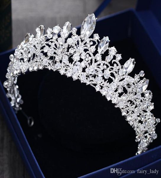 

gorgeous princess big wedding crowns bridal jewel headpieces tiaras for women silver metal crystal rhinestone baroque hair headban8250131