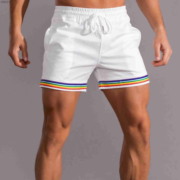 

men's shorts fashion man rainbow male shorts l230520, White;black