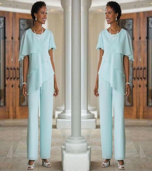 

mother of the bride pants suits elegant two piece chiffon and cascading ruffles wedding party7708588, Black;red