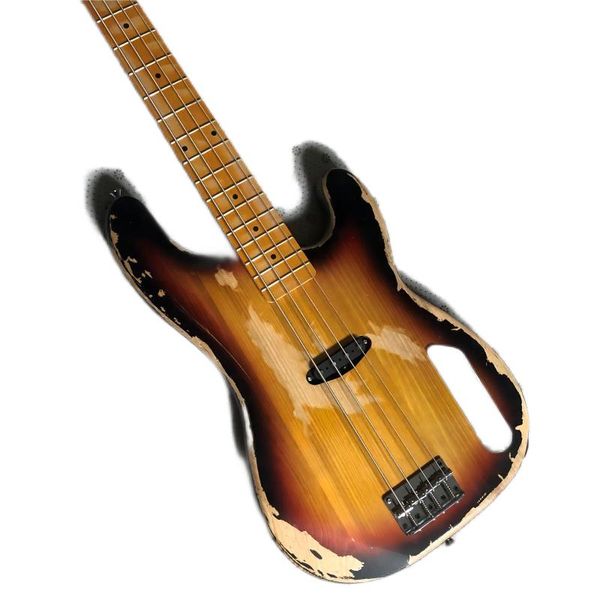 

aging sunburst 4-string bass alder body 1 pick up chrome hardware, ing