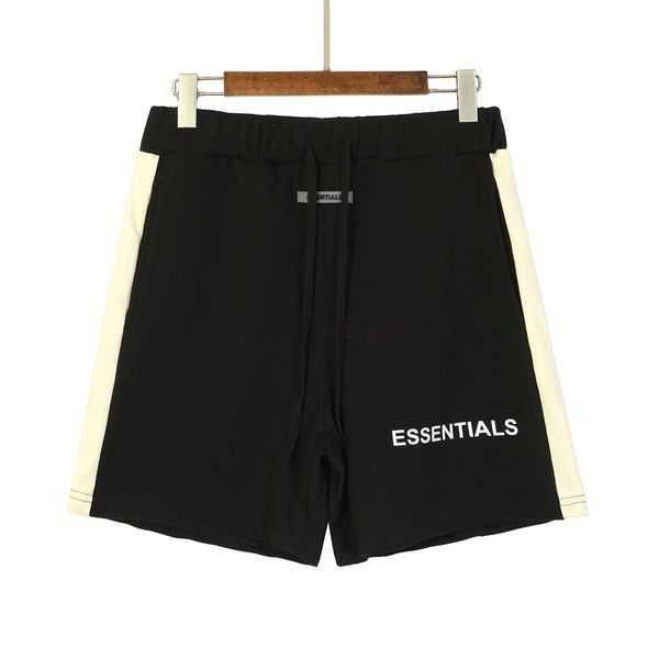 

2023 ess men's clothing cotton shorts color contrast stitching couple casual loose elastic waist terry cloth 1 586c, White;black