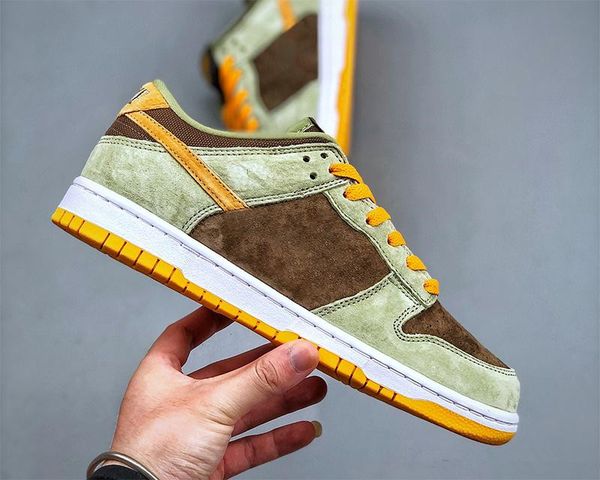 

2023 mens shoes duks lows dusty olive basketball shoes sports sneakers real leather color dusty-olive / pro gold size 36-47 new