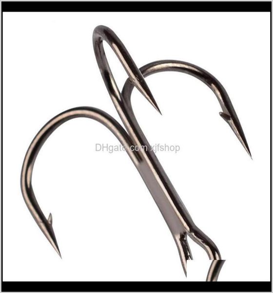

100pcs fishing hooks high steel carbon material treble black hook round folded saltwater bass 30 2 tackle tools xhl4b 8nail322o5420240