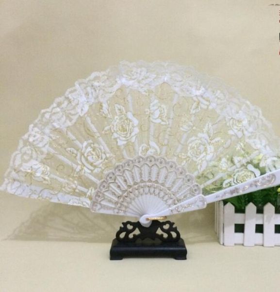 

wedding fans handmade chinese popular wing chun fan dance white rose bud silk fan bridal accessories5320824