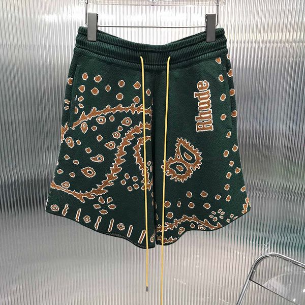 

men's shorts 2023ss main street print rhude green hawaiian shorts casual versatile men's pants clothing techwear streetwear y2k, White;black