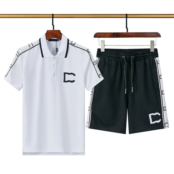 

men short suit dg polo italian brand design logo printed short shorts set cotton fashion slim fit elastic polo casual loose shorts chn size, Gray
