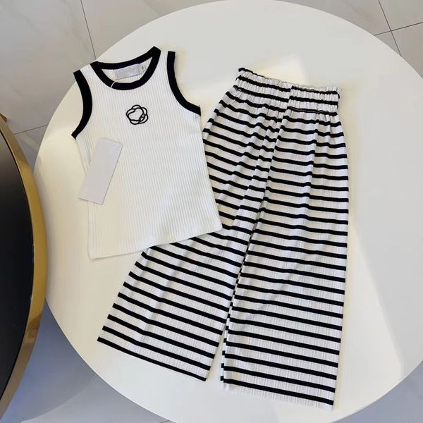 

girls clothes kid clothe baby girl sleeveless loose pants two piece set summer faion breathable comfortable luxury brand white