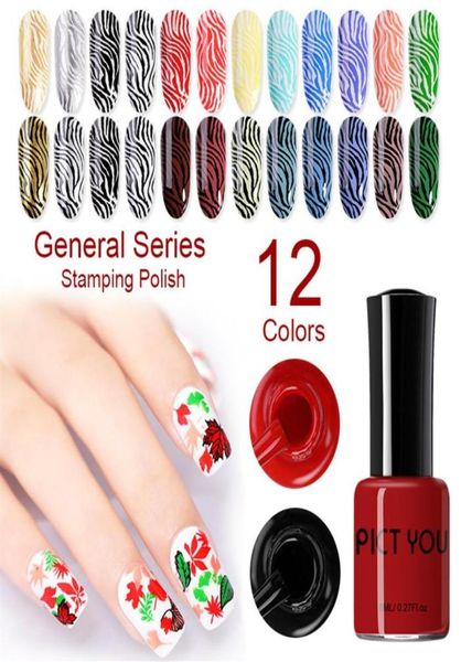 

8mlbottle general series stamping polish painting gel nail gel 12 color239n3482814, Red;pink