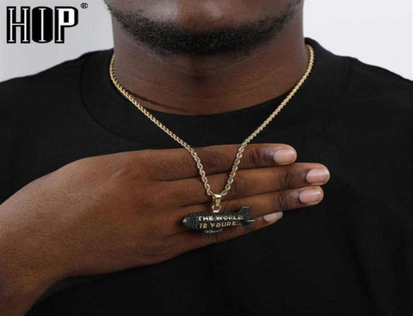 

hip hop the world is yours blimp gold color cubic zircon necklaces pendants for men jewelry with tennis chain189s2540782, Silver