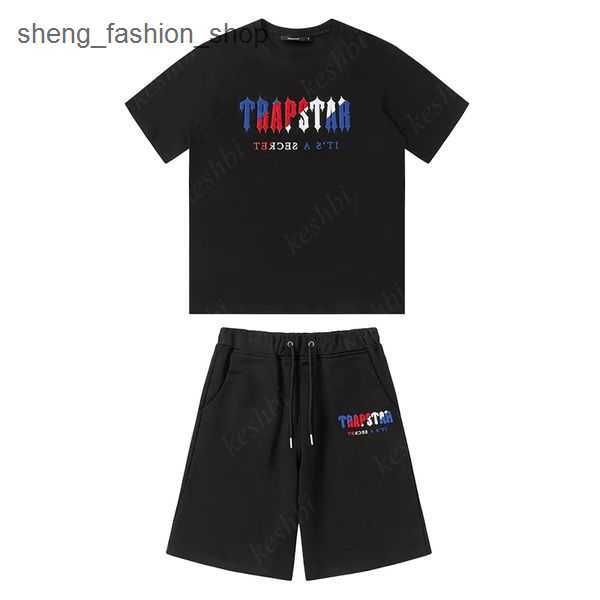 

trapstar mens t shirt pants 2 piece sets designer rainbow towel embroidery decoding tshirts men's black white round neck t-shirt 1 t8mi, White;black