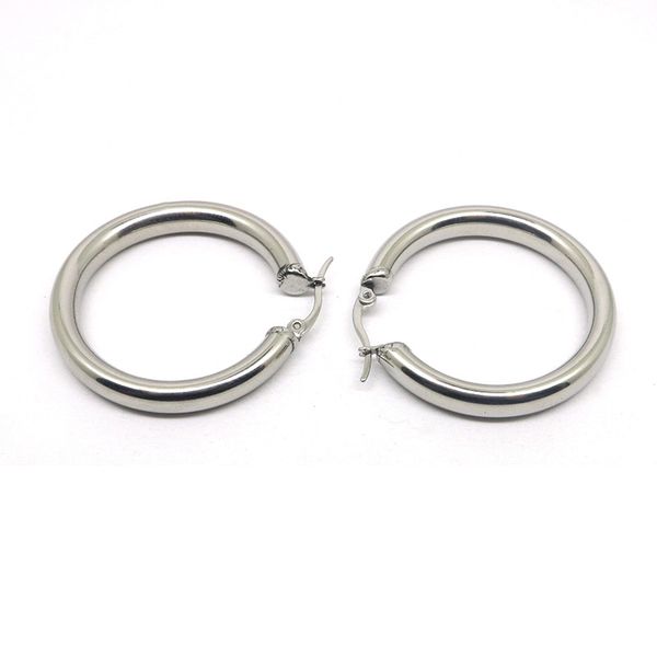 

stud gold earrings, women's titanium steel ring earrings, exquisite, simple, fashionable, Silver