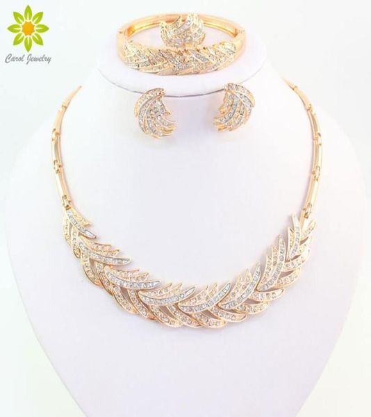 

african beads jewelry sets women wedding gold plated crystal necklace set party fashion bridal ring bracelet earring accessories7510583, Slivery;golden