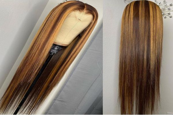 

honey blonde hd lace front wig for black women curly body wavy straight highlight wig human hair bob natural hairline5691122
