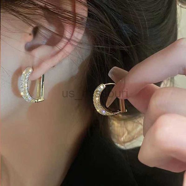 

stud luxury rhinestone gold color letter d hoop earrings for women 2022 new trendy geometric earrings jewelry party gift j230529, Golden;silver