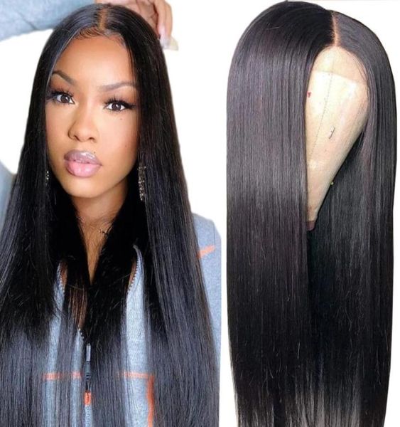 

13x4x1 t straight lace front wig for women t part lace human hair frontal wigs5452020, Black;brown