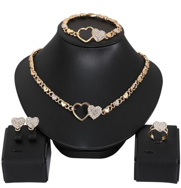 

african for women heart wedding jewelry sets earrings xoxo necklace bracelets gifts7550296, Silver