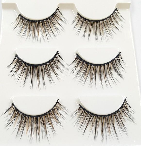 

3d15 exaggerated color false eyelashes brown black cross messy thick 3d fake eyelashes latin show makeup tools eye lashes2907834